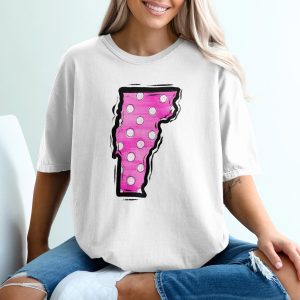 Vermont T-Shirt, Pink Polka Dot VT, State Pride Tee, Home State Gift, Vermont Souvenir, Cute Vermont Apparel, Trendy Graphic Tee