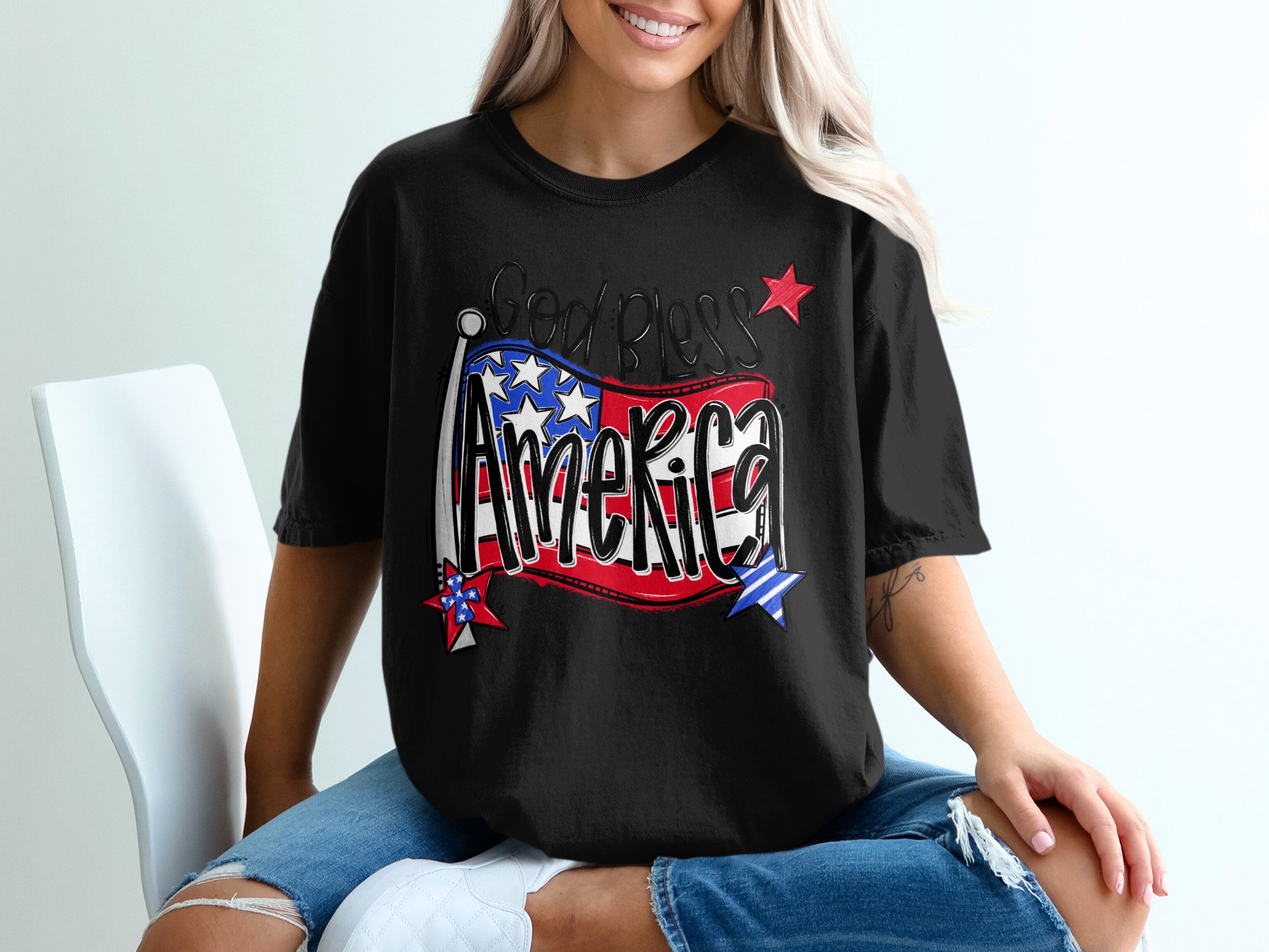 God Bless America T-Shirt, Patriotic Shirt, USA Flag, American Pride, Independence Day Tee, Fourth of July, Patriotic Gift, T-Shirt - Image 2