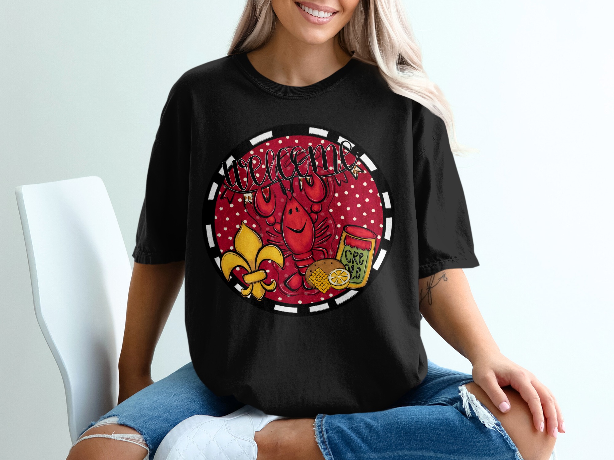 Welcome to New Orleans T-Shirt, Louisiana T-Shirt, Crawfish Tee, Fleur de Lis Shirt, Southern Gift, Mardi Gras Shirt - Image 2