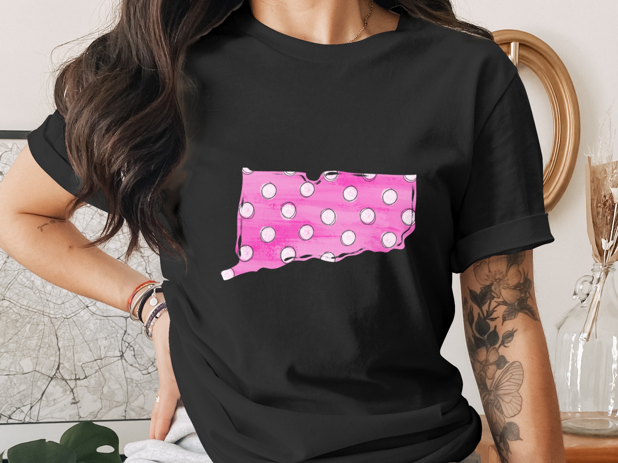 Connecticut Pink Polka Dot Digital Download, Sublimation, DTF, PNG, State Pride, Connecticut Design, CT Gift, State Shape, Polka Dots - Image 2