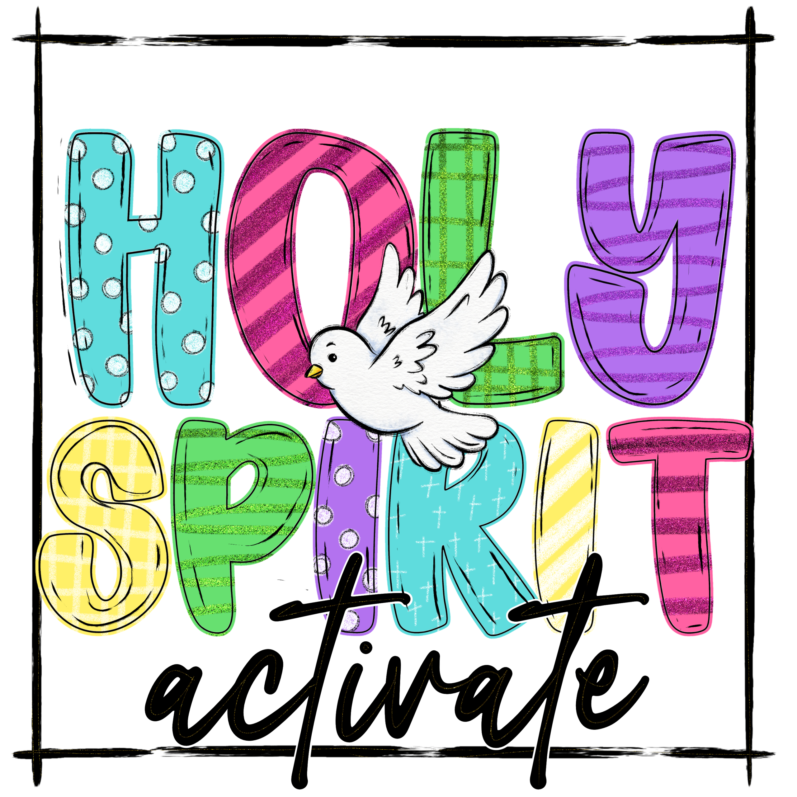 Holy Spirit Activate Digital Download, Sublimation PNG, DTF Design, Christian Design, Faith Based, Religious Art, Dove Graphic - Image 2
