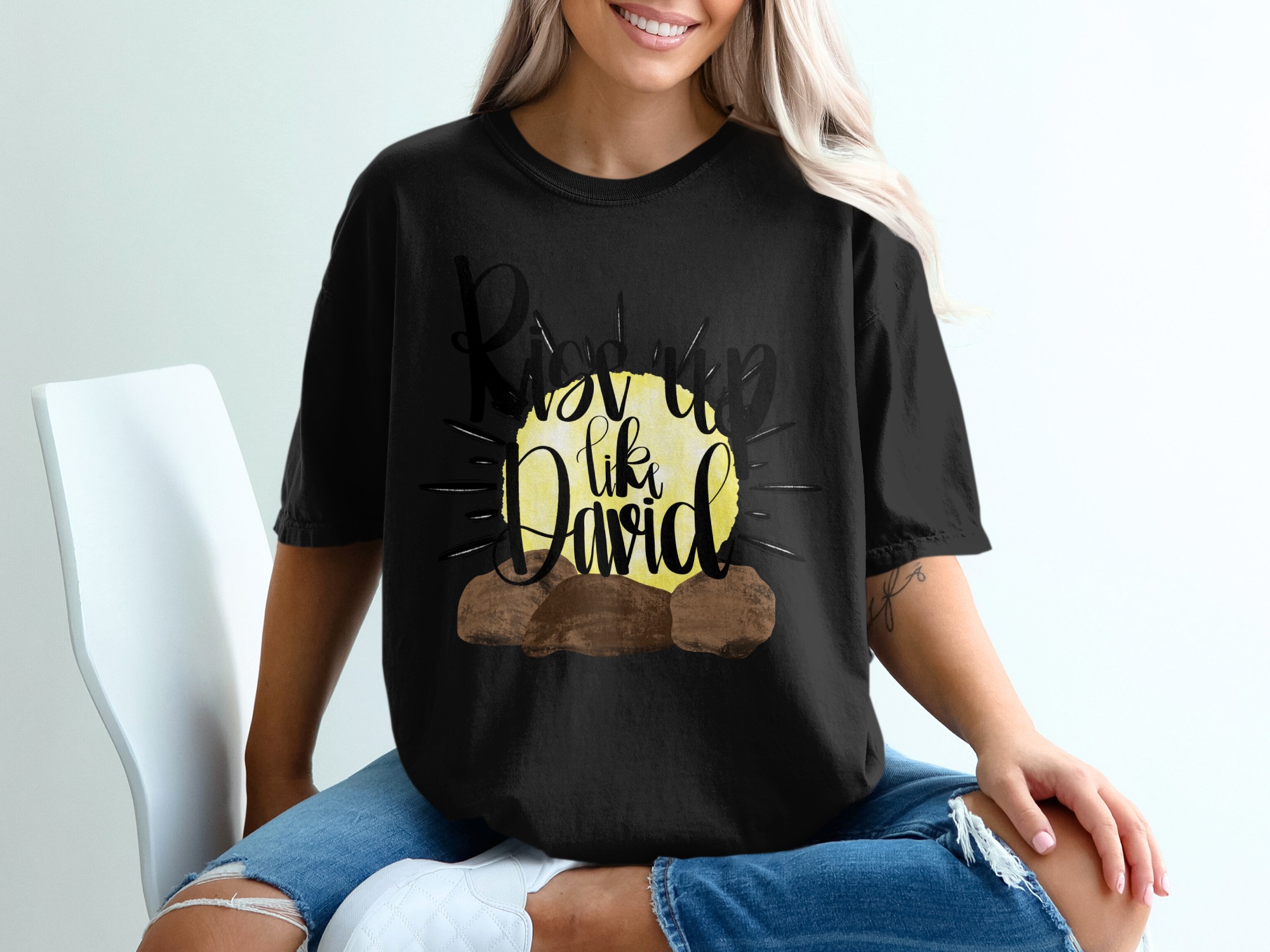 Rise Up Like David Digital Download, Christian Sublimation PNG, DTF Ready Design, Religious Wall Art, Inspiring Bible Verse Art - Image 2