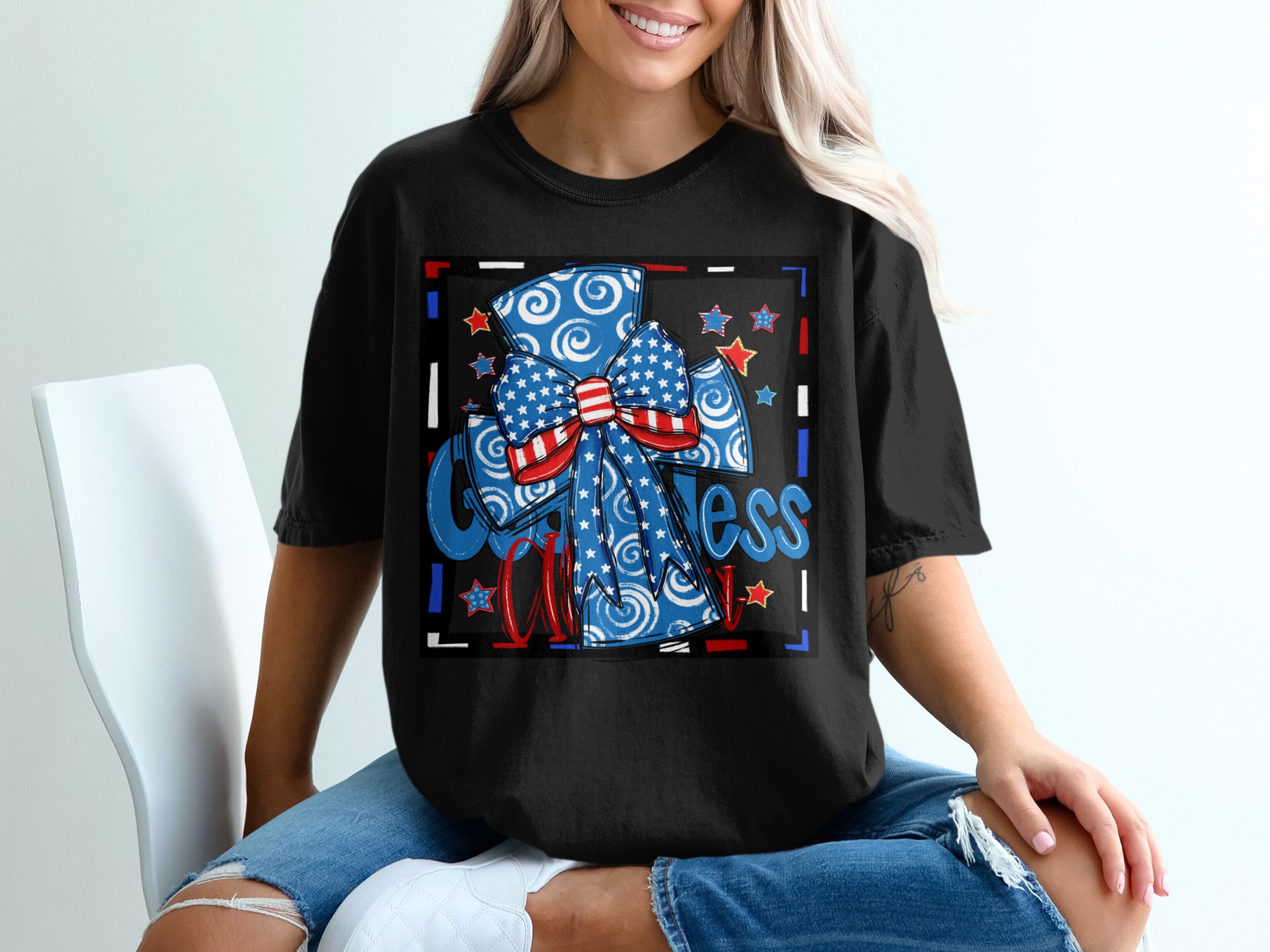 Blessed Digital Download, Patriotic Sublimation PNG, American Flag DTF, Fourth of July Design, USA Patriotic Graphic, Independence Day - Image 2