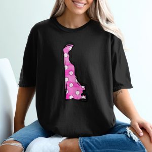 Delaware Pink Polka Dot Digital Download, Sublimation DTF PNG, USA State Silhouette, Craft Design, Delaware Pride, Delaware Art