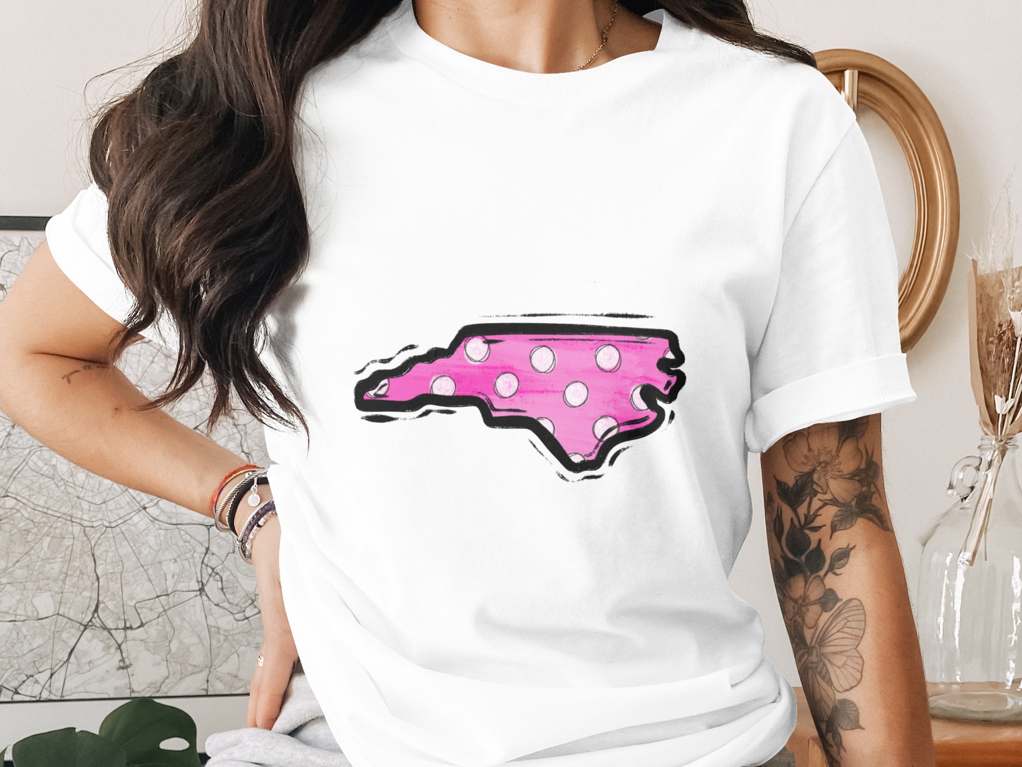 North Carolina State, Pink Polka Dot, Digital Download, Sublimation Design, DTF, PNG, Printable Art, Instant Download, NC State Pride