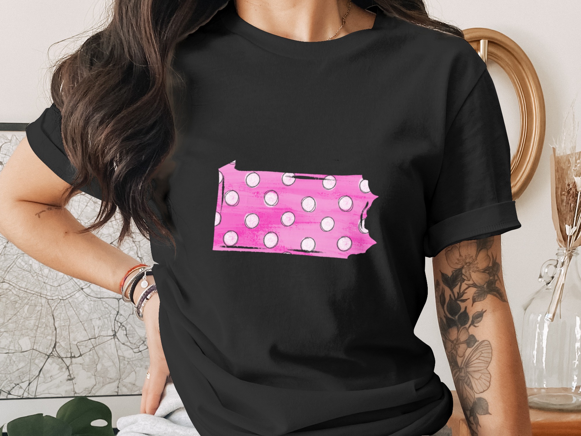 Pennsylvania Polka Dot Digital Download, Sublimation png, dtf Transfer Design, Pink pa State Outline, usa State Design - Image 3