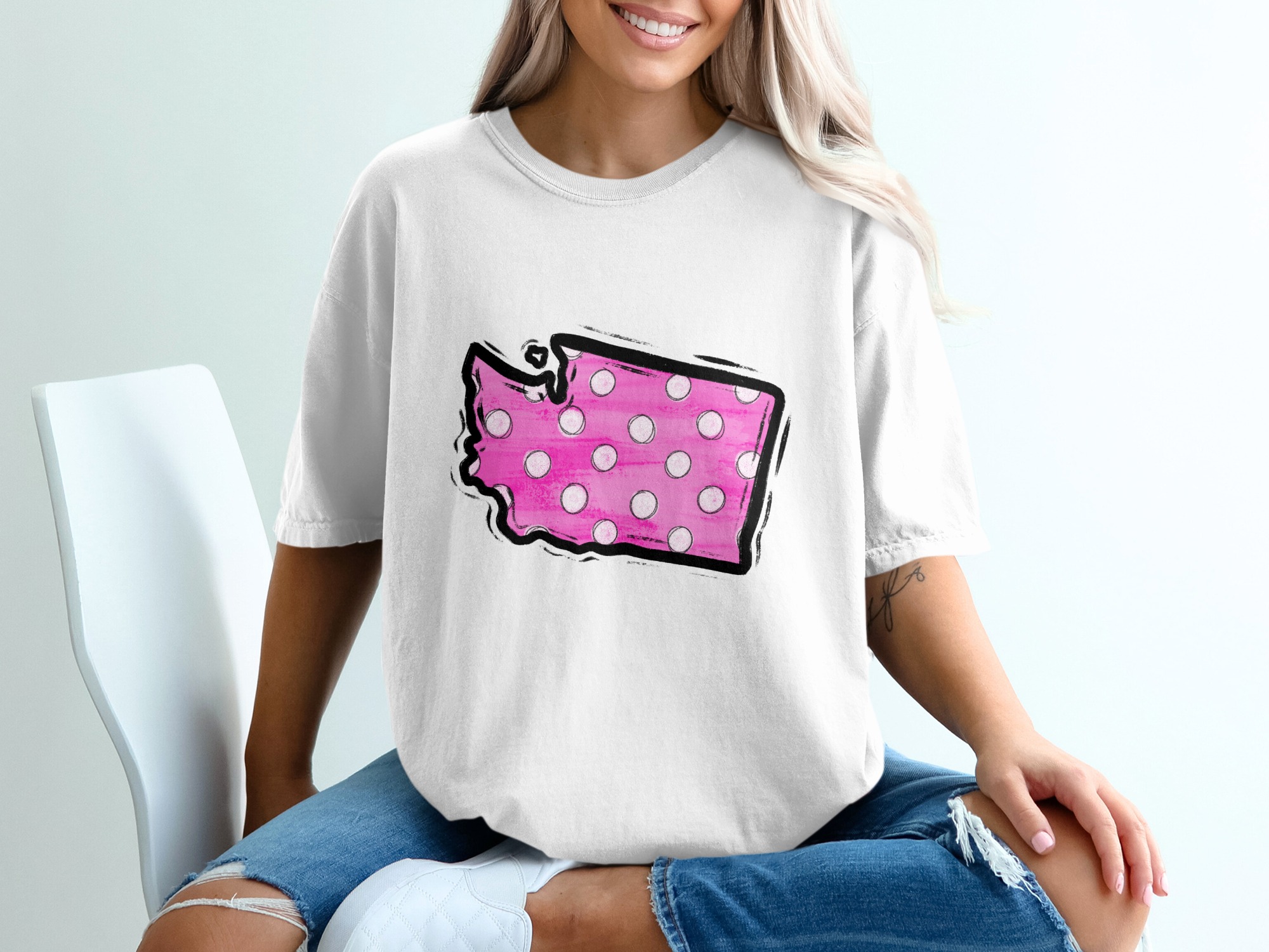 Washington State T-Shirt, Pink Polka Dot, WA Pride Tee, State Love Shirt, Washington Souvenir, Travel T-Shirt, Gift Idea