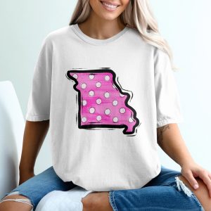 Missouri State T-Shirt, Pink Polka Dot Design, Show Your State Pride, Trendy Style T-Shirt, Cute Graphic Tee, Missouri Lover T-Shirt