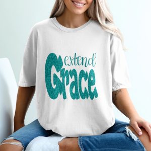 Extend Grace Cheetah Print Digital Download, Sublimation Design, DTF PNG, Teal Leopard Print, Christian Quote, Motivational Saying