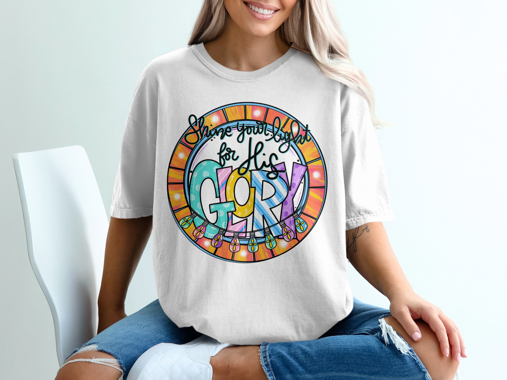 Shine Your Light T-Shirt, Christian T-Shirt, Religious Tee, Faith Based Apparel, Glory To God Shirt, Colorful Tee, Unisex Shirt