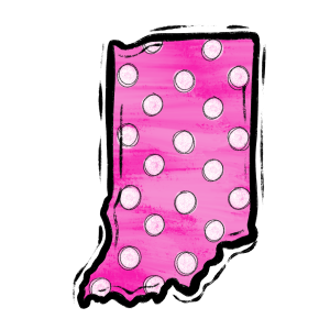 Indiana State Pink Polka Dot Digital Download, Sublimation PNG, DTF, Indiana Design, Indiana Pride, Home State, State Outline