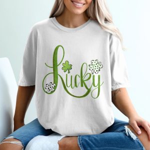 Lucky Shamrock T Shirt, St Patricks Day Shirt, Irish Clover Tee, Cute Graphic Top, Good Luck Charm Shirt, Holiday Apparel, Gift Idea