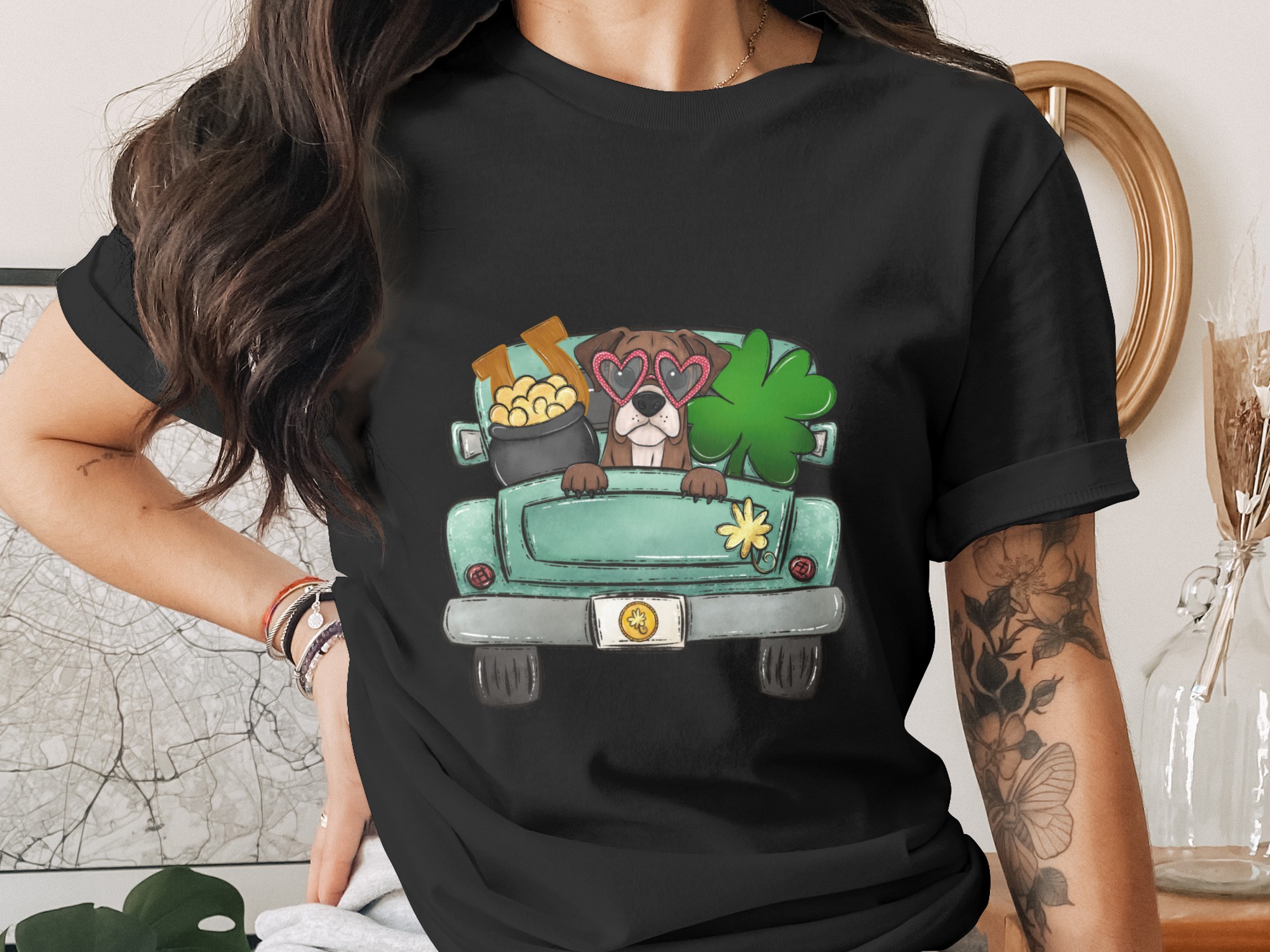 St Patricks Day Dog Truck Digital Download, Sublimation DTF PNG, Irish Clover, Puppy, Pot of Gold, Cute Design, Lucky Graphic, Printable Art - Image 2
