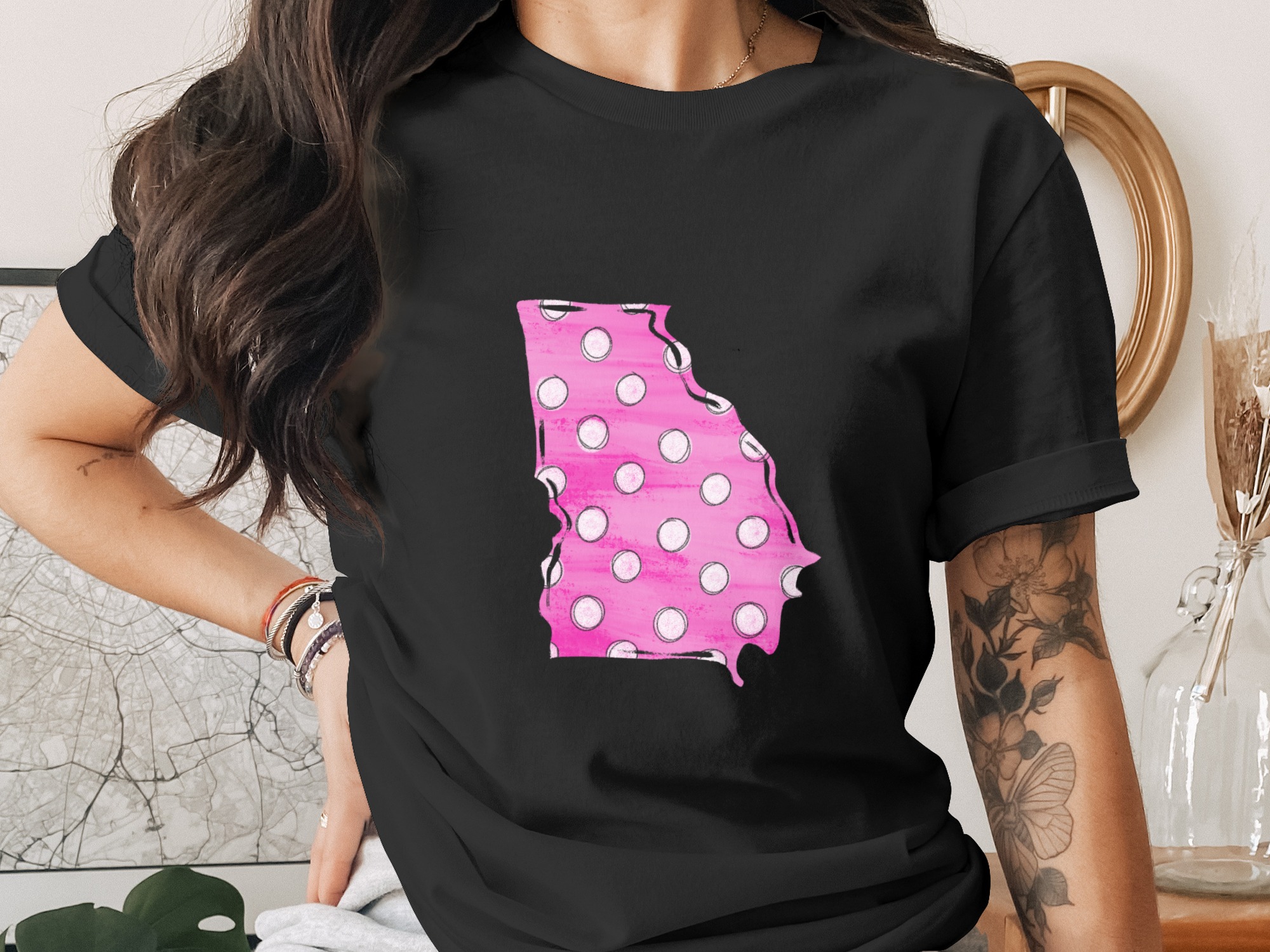 Georgia State Map Digital Download, Sublimation DTF PNG, Pink Polka Dot Design, Southern Pride, Cricut Ready, Instant Download - Image 2
