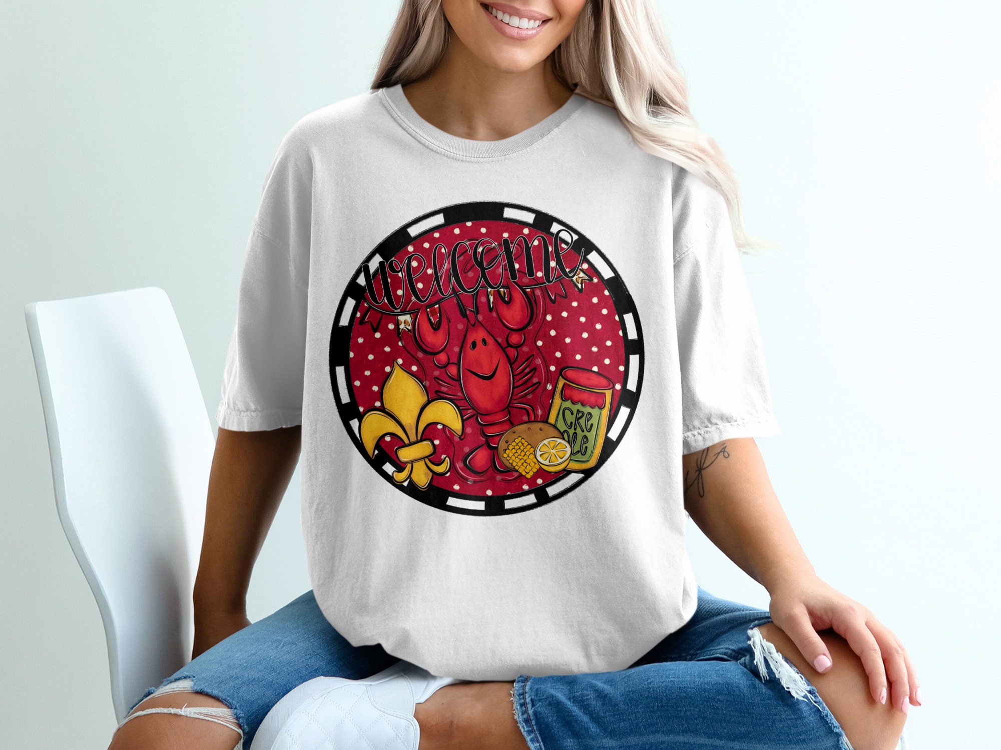 Welcome to New Orleans T-Shirt, Louisiana T-Shirt, Crawfish Tee, Fleur de Lis Shirt, Southern Gift, Mardi Gras Shirt
