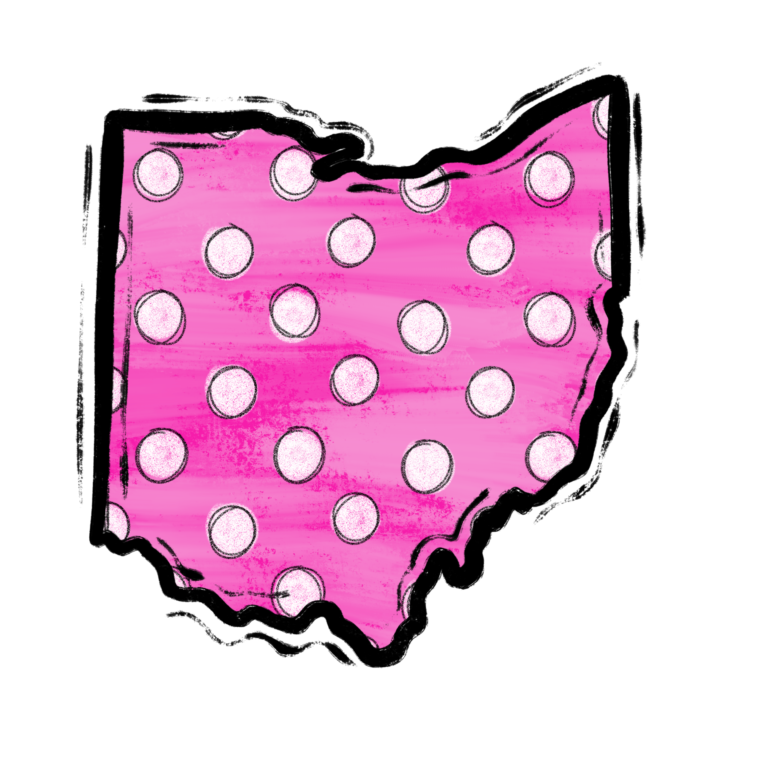 Ohio Digital Download, Sublimation Design, DTF, PNG, Pink Polka Dot State Outline, Ohio Pride, DIY Craft, Instant Download, Printable Art - Image 2