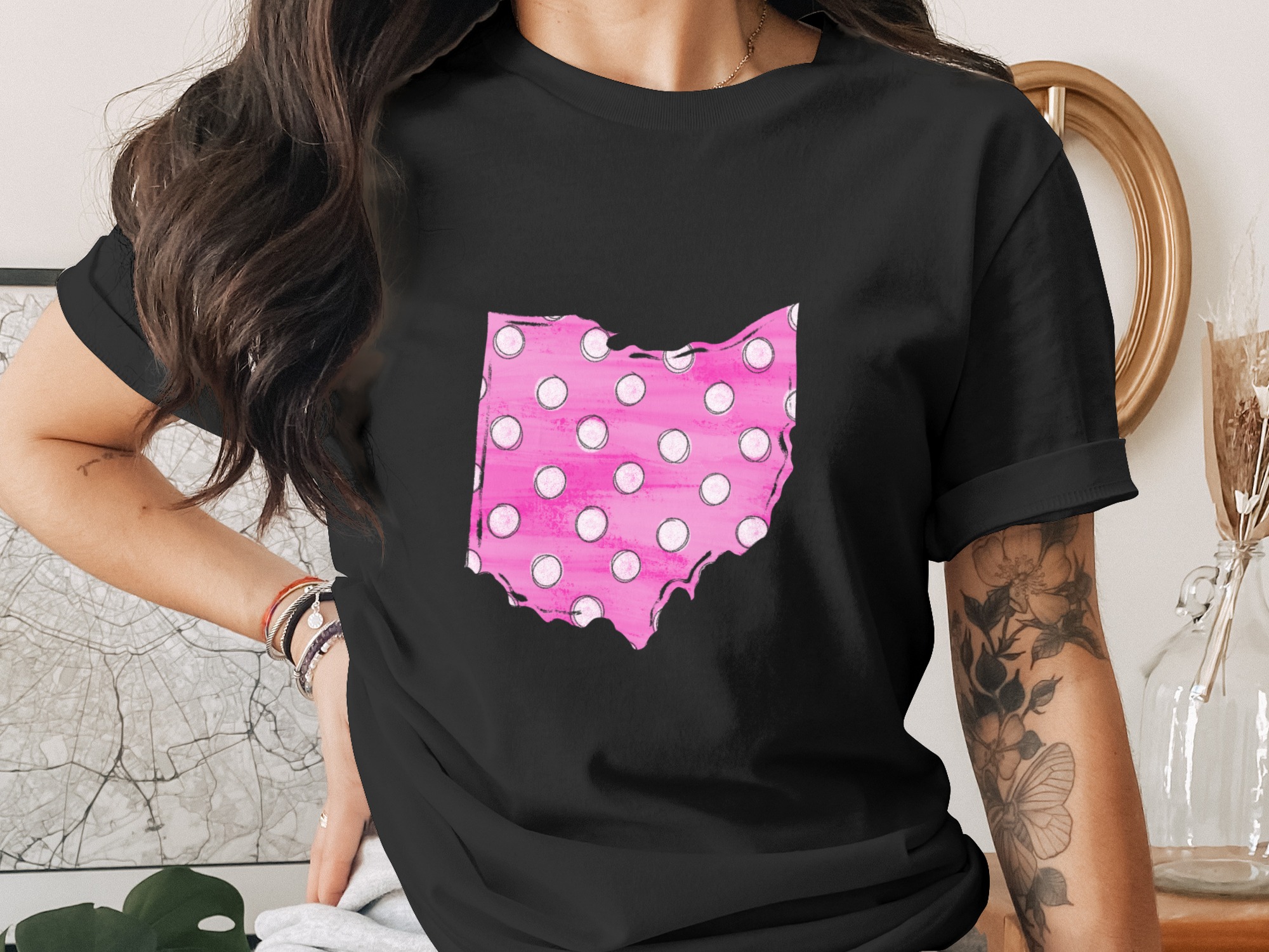 Ohio Digital Download, Sublimation Design, DTF, PNG, Pink Polka Dot State Outline, Ohio Pride, DIY Craft, Instant Download, Printable Art - Image 3
