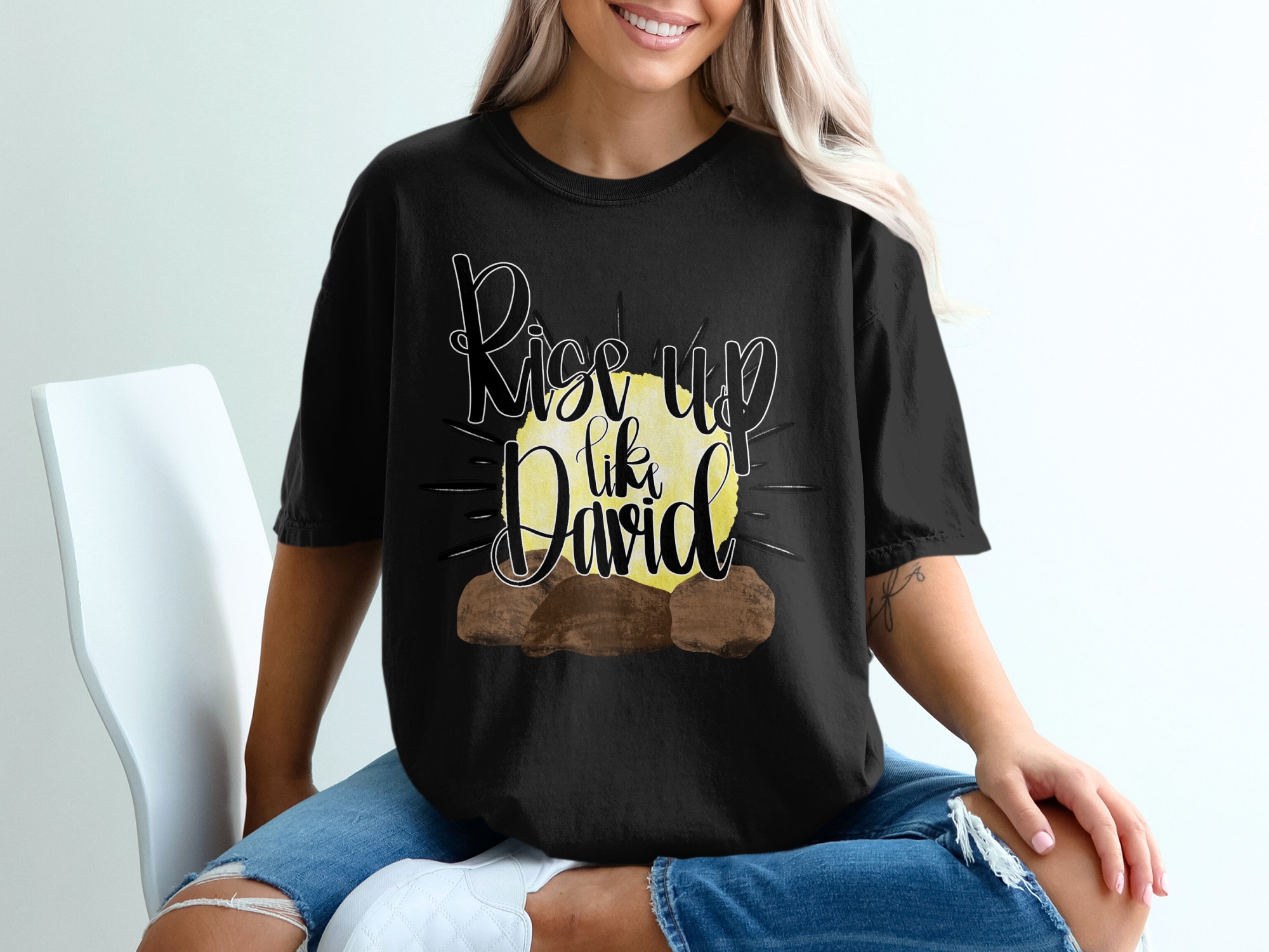 Rise Up Like David T-Shirt, Faith T-Shirt, Inspirational T-Shirt, Christian Shirt, Religious Tee, Bible Verse Shirt, Religious Gift - Image 2