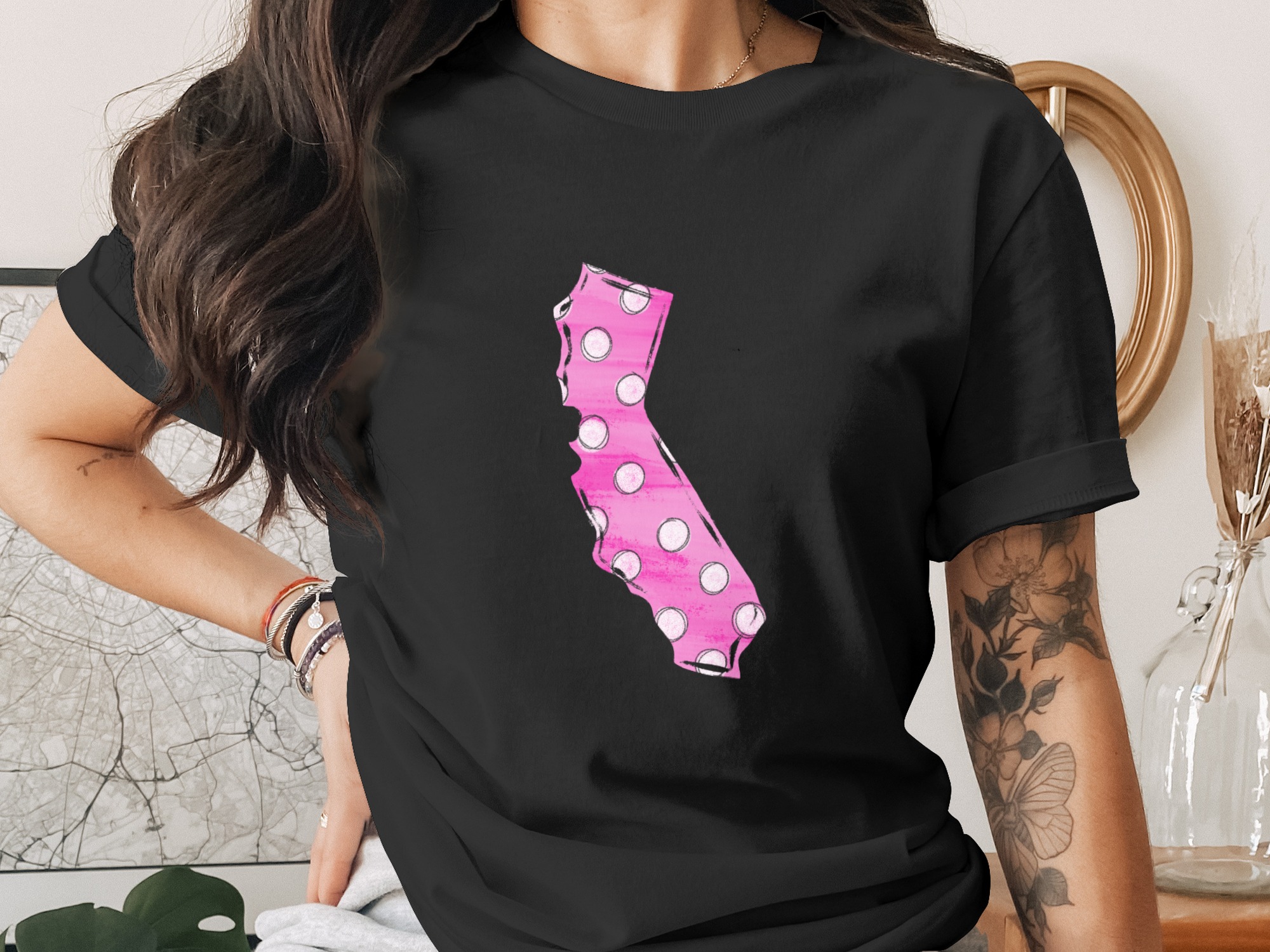 California Digital Download, Sublimation Design, dtf png, Pink Polka Dot State, California State Art, diy Project, Craft Supply, usa State - Image 2