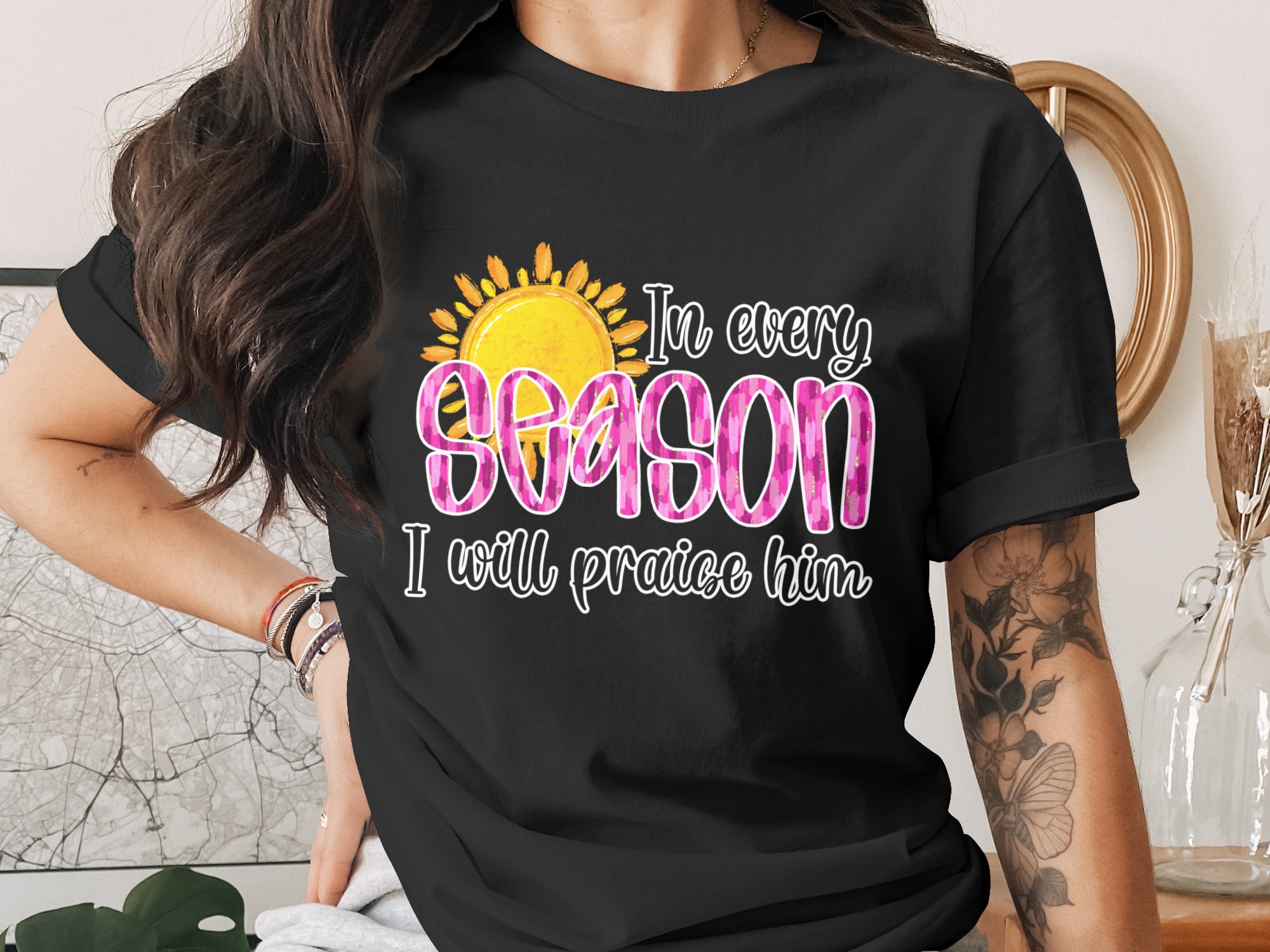 In Every Season Digital Download, Christian Sublimation PNG, Praise Him DTF, Religious Design, Faith Based Art, Printable Design - Image 3