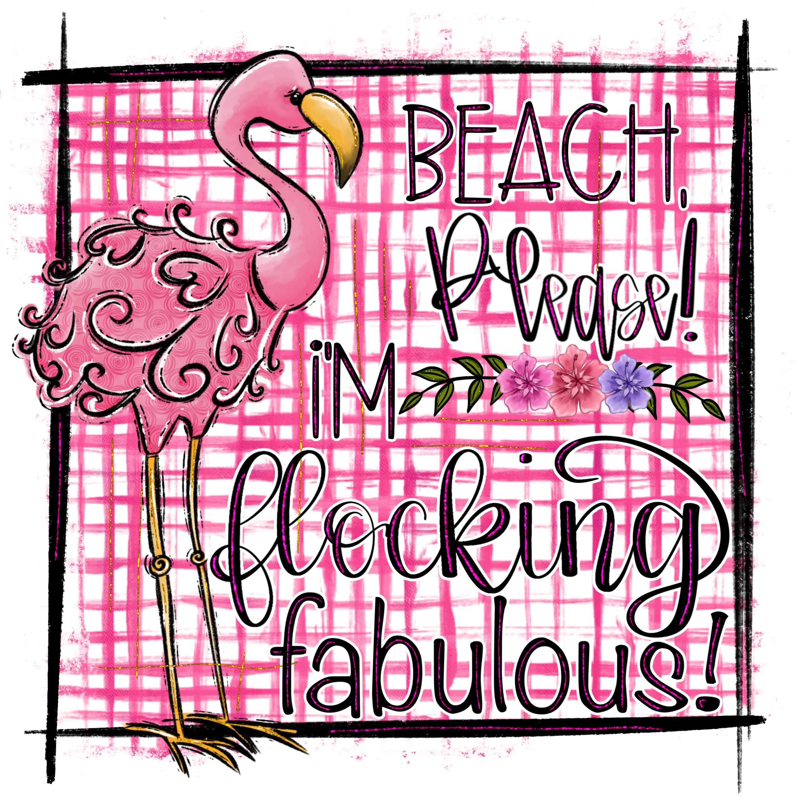 Beach Please Flamingo Digital Download, Sublimation PNG, DTF, Flocking Fabulous Graphic, Summer Fun Design, Tropical Vacation Ready - Image 2