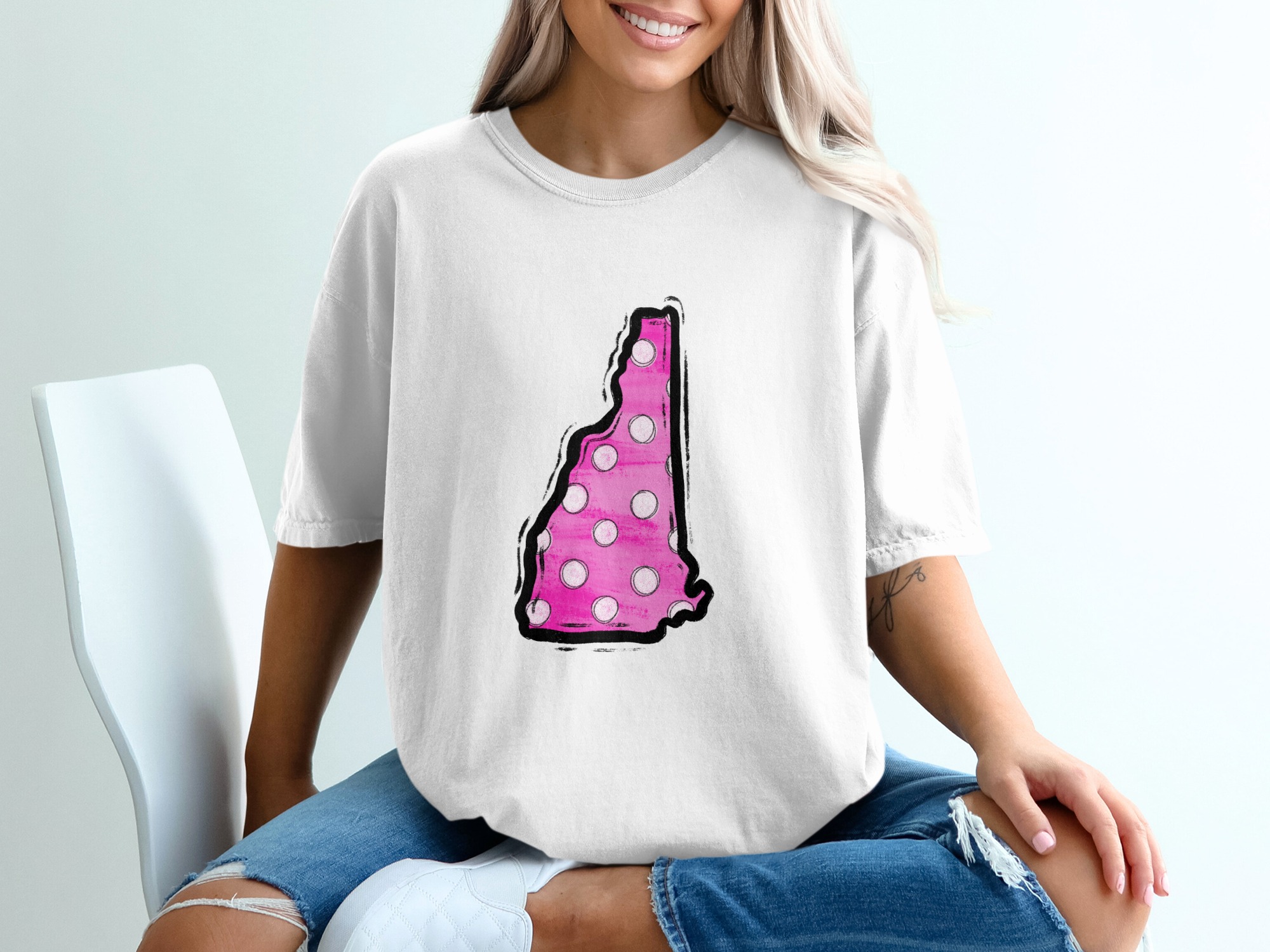 New Hampshire T-Shirt, NH State Pride, Polka Dot Design, Home State Tee, Gift for New Hampshirite, Souvenir Shirt, New England Style