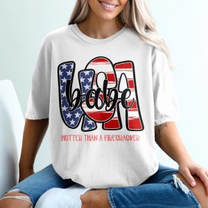 USA Babe T-Shirt, Hotter Than a Firecracker Tee, 4th of July Shirt, Patriotic T Shirt, American Flag Shirt, Independence Day T-Shirt