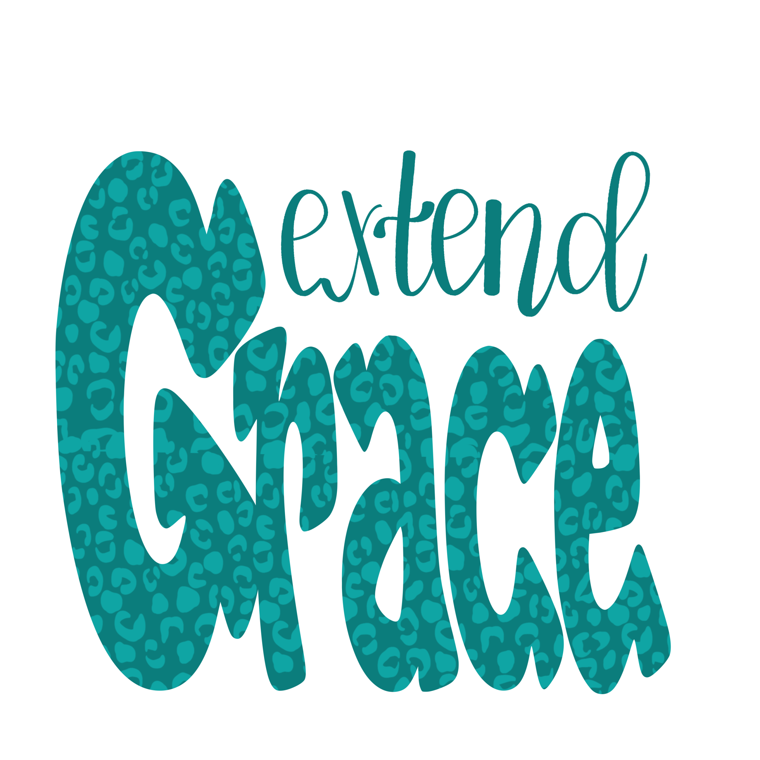 Extend Grace Cheetah Print Digital Download, Sublimation Design, DTF PNG, Teal Leopard Print, Christian Quote, Motivational Saying - Image 2