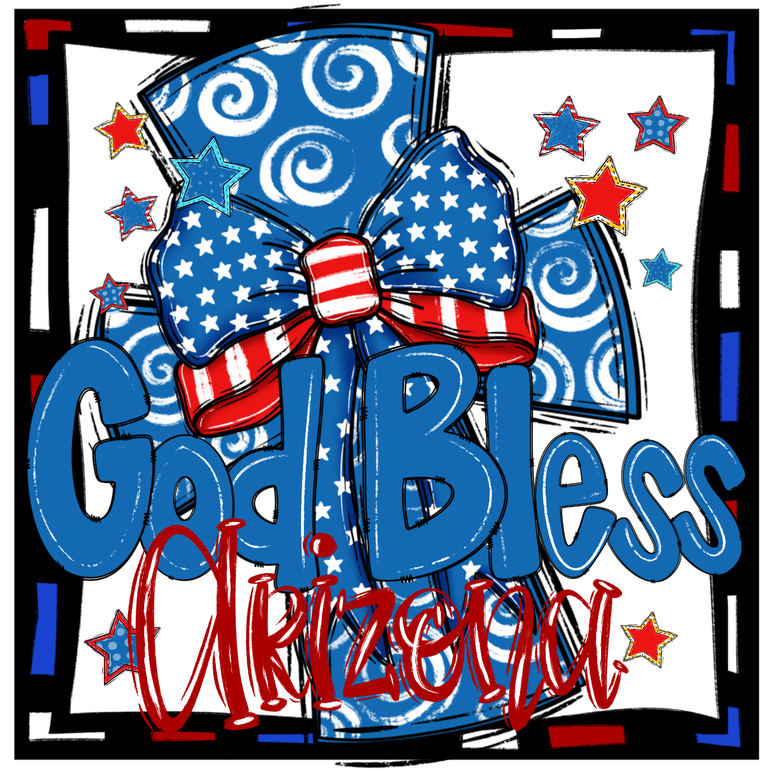 God Bless Arizona Digital Download, Sublimation Design, Patriotic PNG, American Flag, DTF Transfer, 4th of July, Arizona Pride Art - Image 2