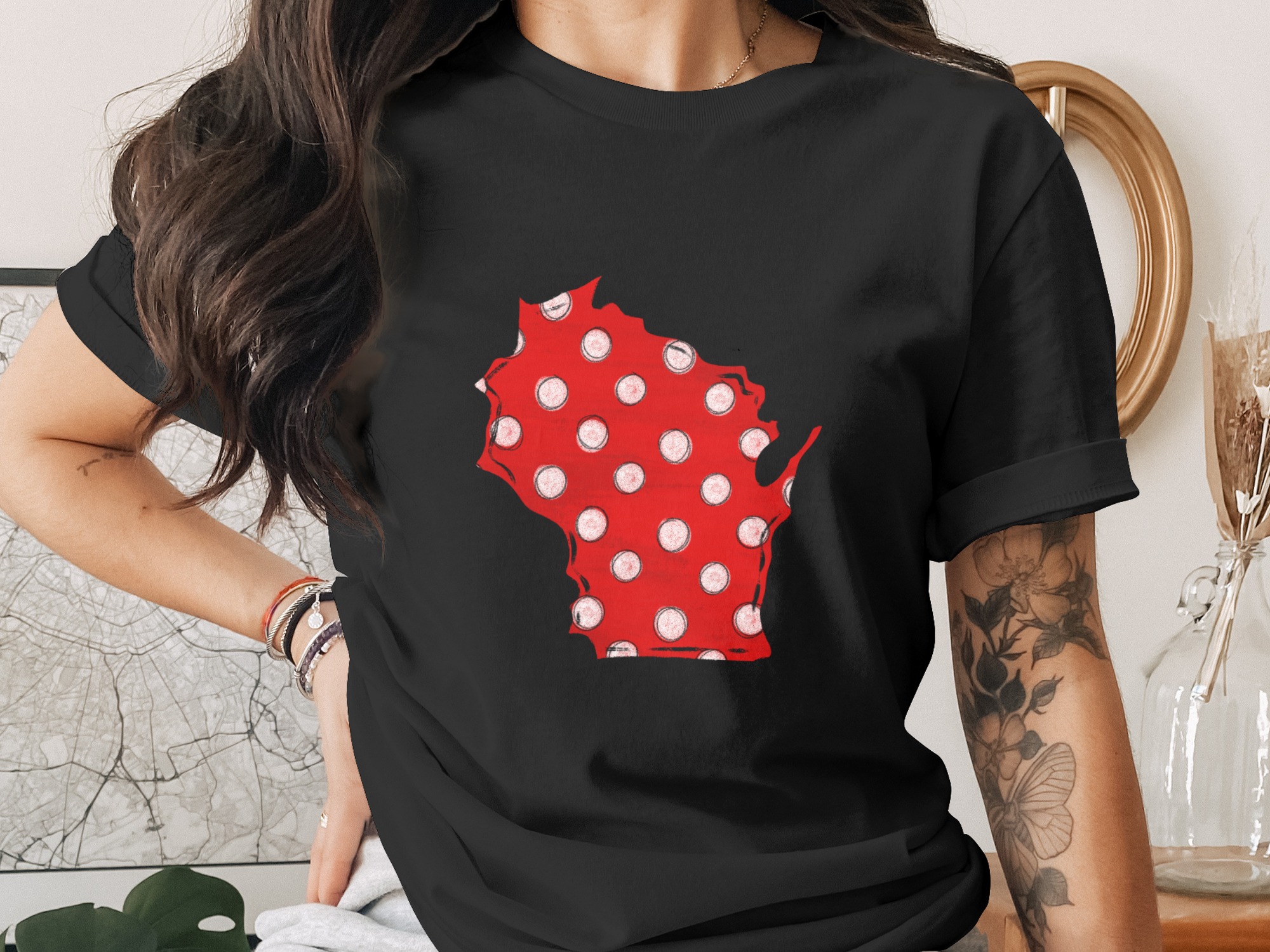 Wisconsin State Polka Dot Digital Download, Sublimation PNG, DTF File, Travel Gift, Badger State, Souvenir Printable, Cricut Design - Image 2