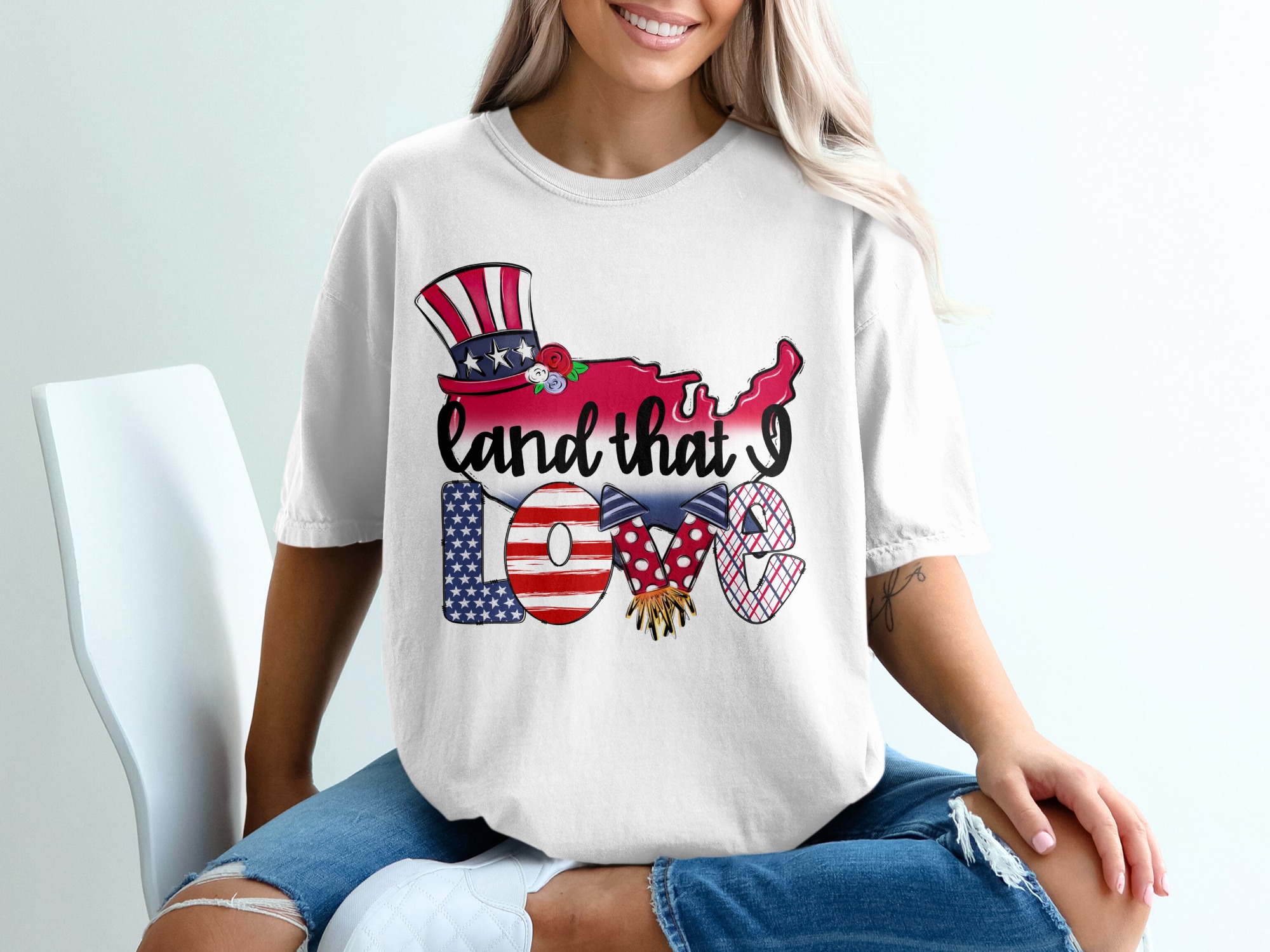 Land That I Love T-Shirt, Patriotic T-Shirt, USA Map T-Shirt, July 4th T-Shirt, Patriotic Gift, American Pride Tee, Patriotic Shirt