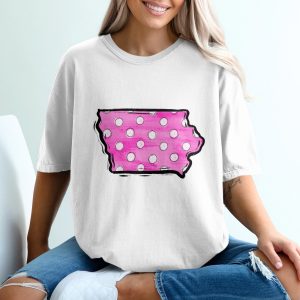 Iowa T-Shirt, Pink Polka Dot State, Unique Souvenir, Iowa Pride, State Pride, Gift for Iowan, Stylish T Shirt, Trendy Tee, Casual T Shirt