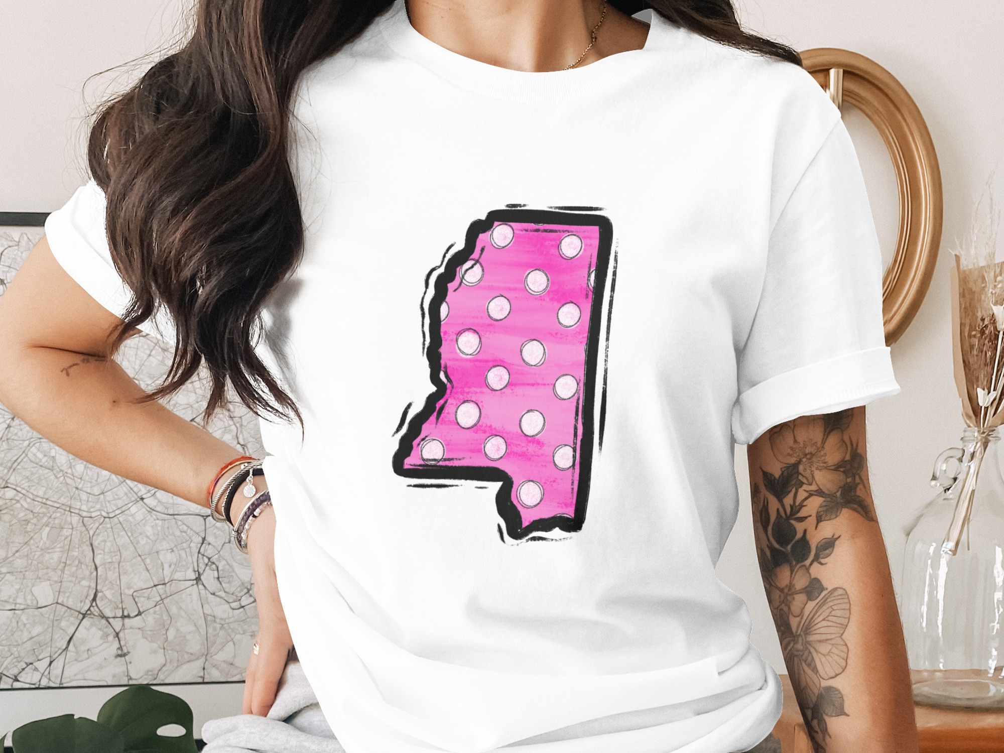 Mississippi State Outline Digital Download, Polka Dot Sublimation Design, DTF PNG for Shirts, State Pride Clipart, Mississippi Gifts - Image 2