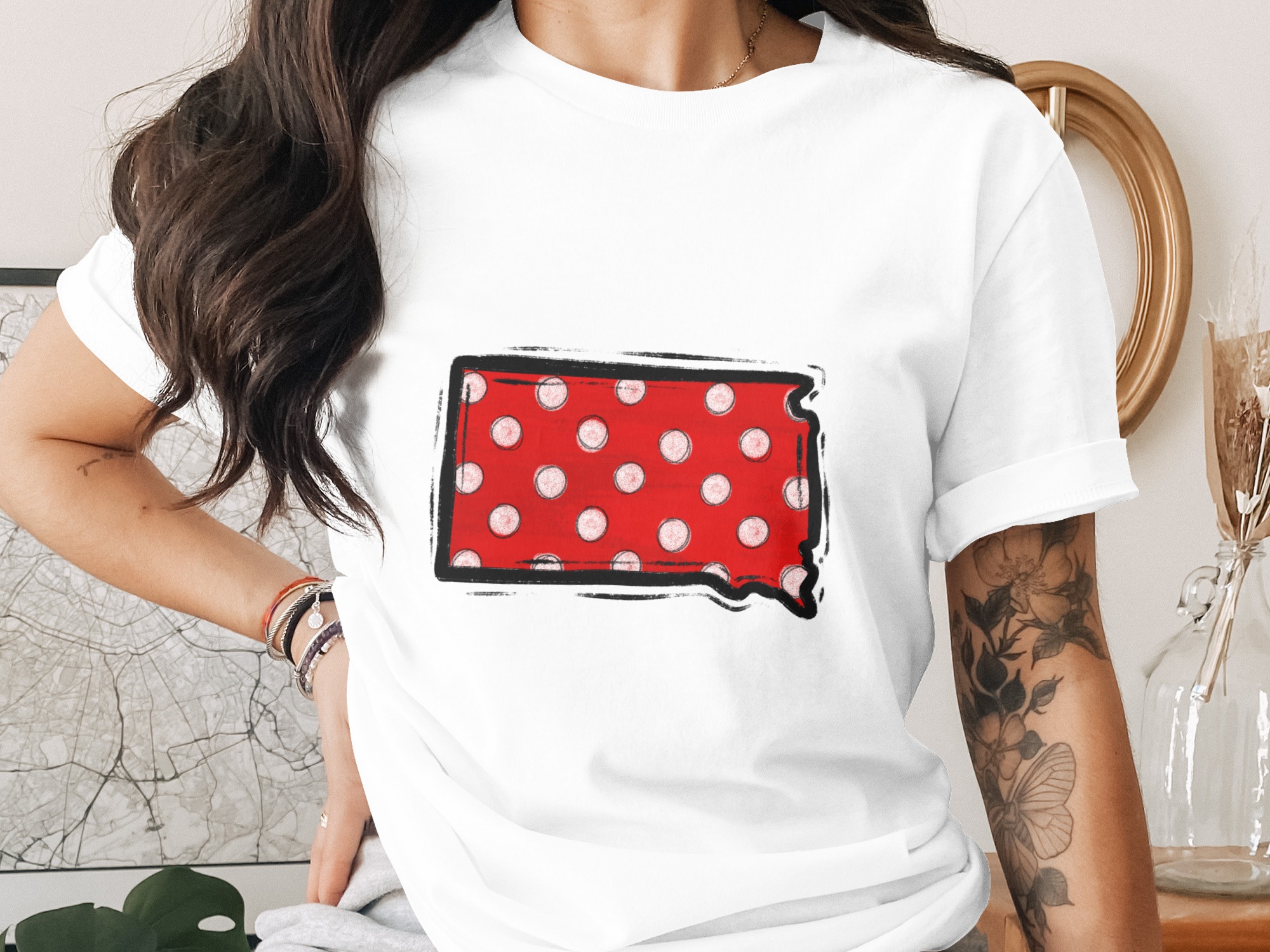 South Dakota Polka Dots Digital Download, Sublimation, dtf, png, State Pride, usa Map, Craft Design, diy Project, Graphic Tee, Souvenir Art