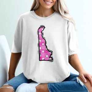 Delaware State T-Shirt, Pink Polka Dot Design, Home State Pride Tee, Gift for Delawareans, State Lover Apparel, US State T-Shirt