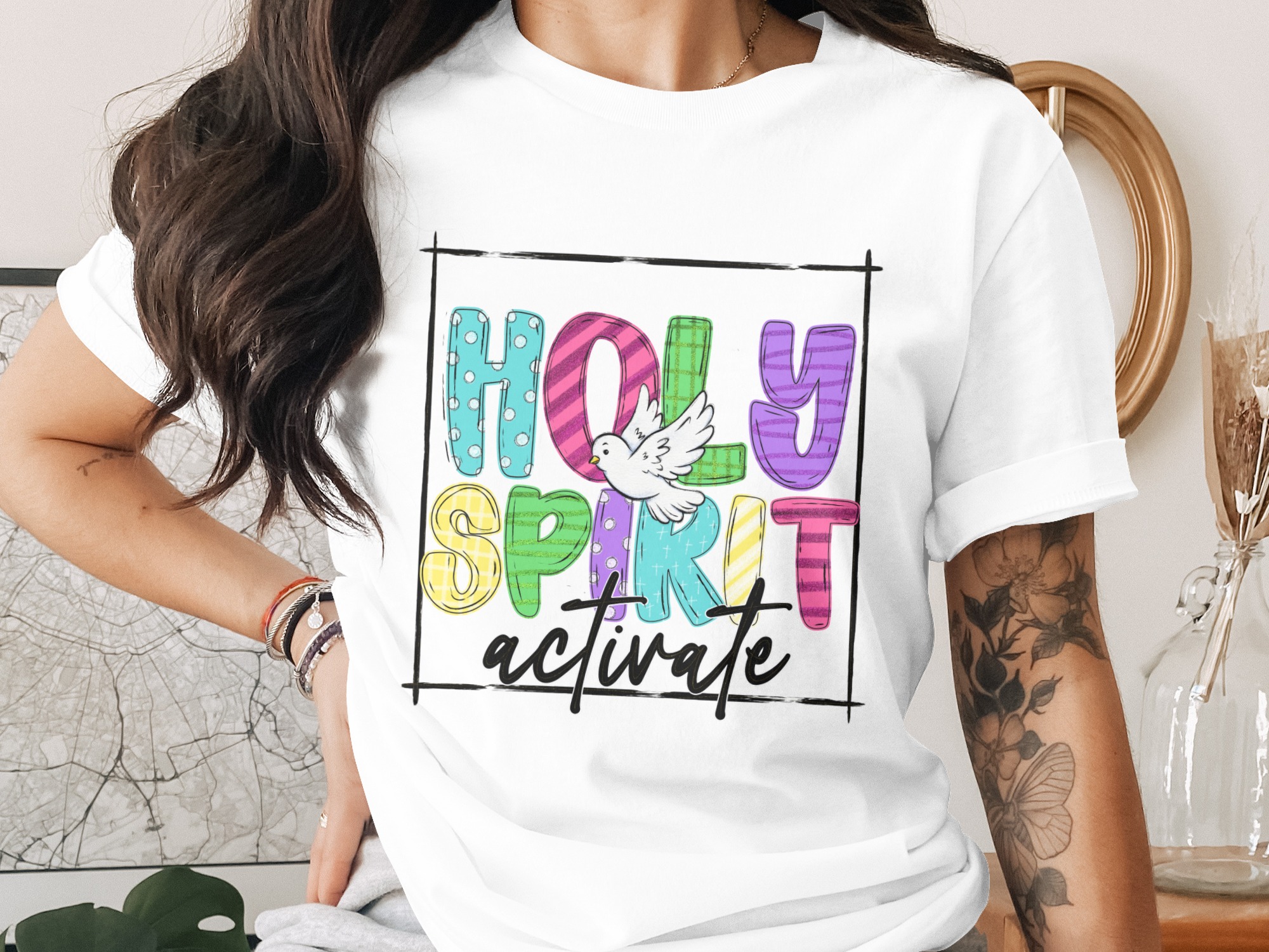 Holy Spirit Activate Digital Download, Sublimation PNG, DTF Design, Christian Design, Faith Based, Religious Art, Dove Graphic