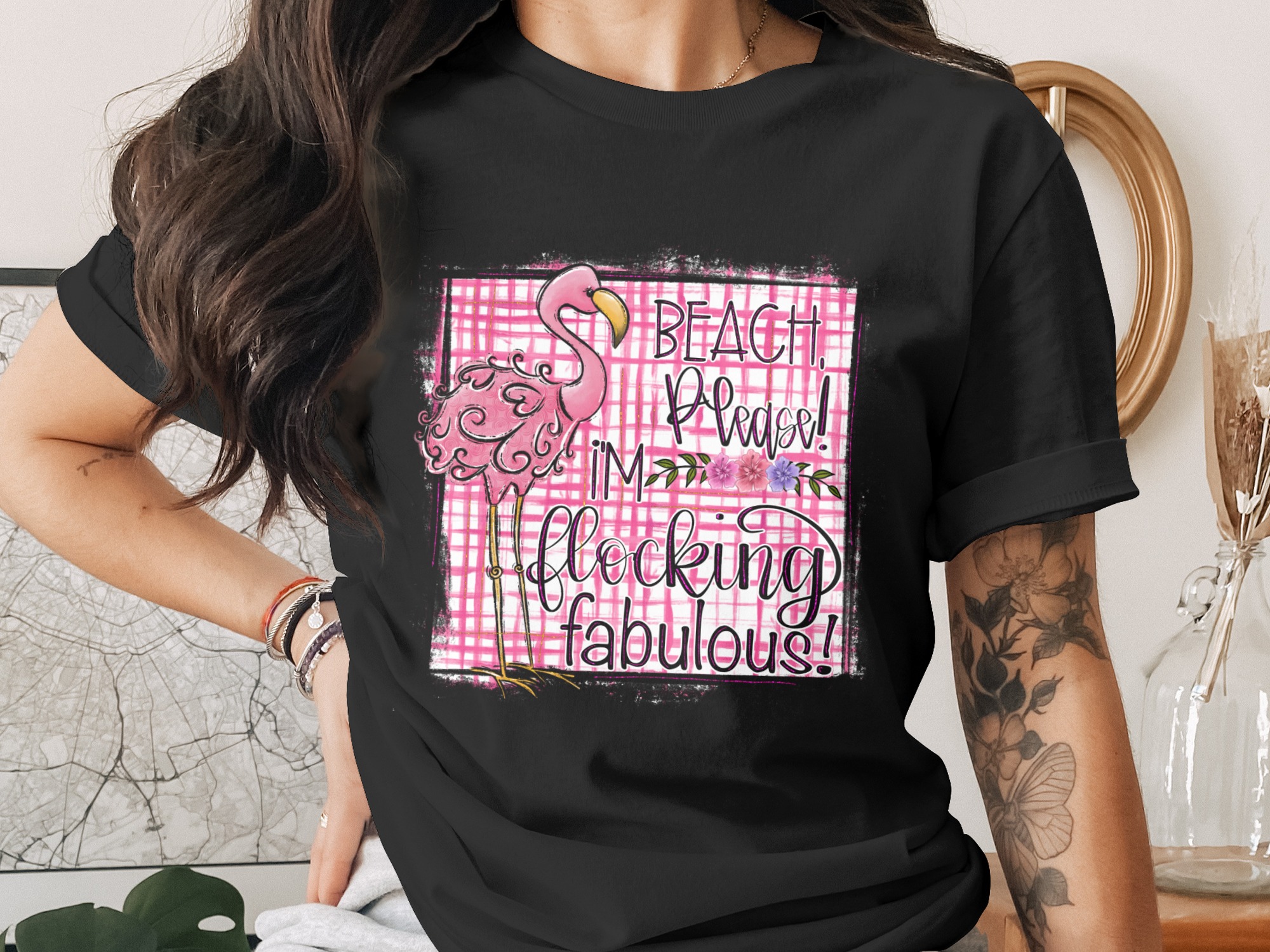 Beach Please Flamingo Digital Download, Sublimation PNG, DTF, Flocking Fabulous Graphic, Summer Fun Design, Tropical Vacation Ready - Image 3