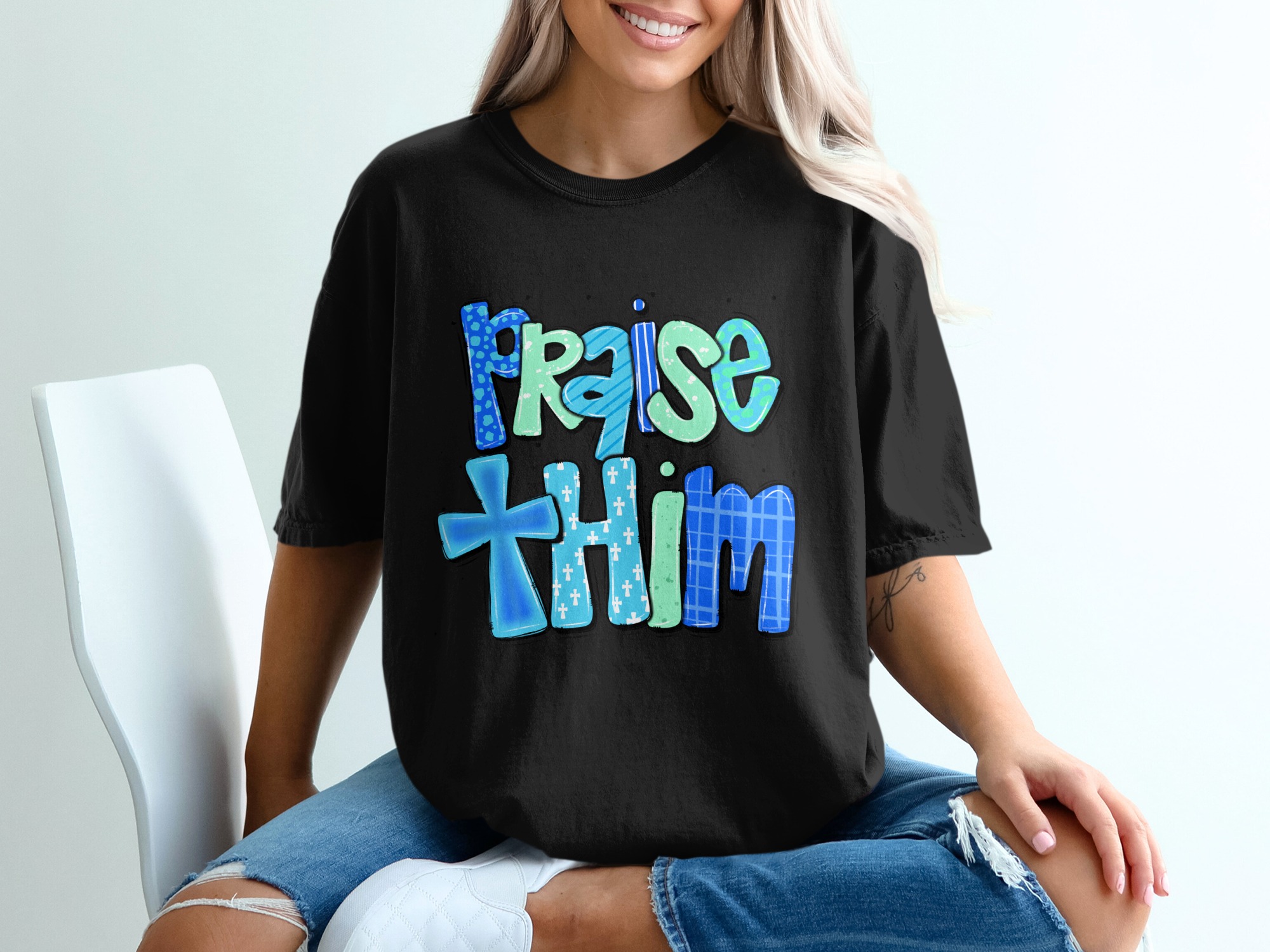 Praise Him T-Shirt, Christian Tee, Faith Based Gift, Religious Apparel, Jesus Lover Shirt, Graphic Tee for Christians, God is Good T Shirt - Image 2