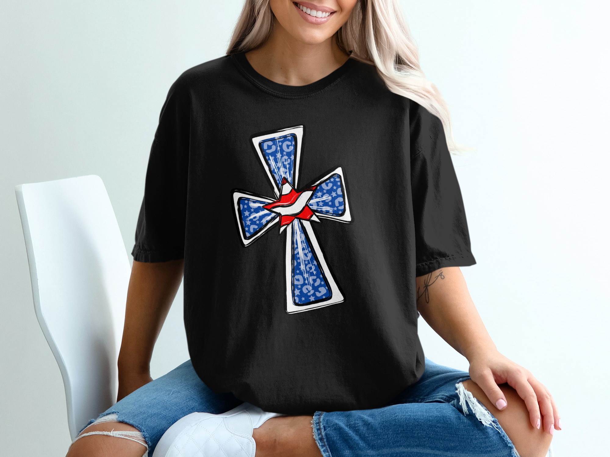 Dove Cross T-Shirt, Christian Apparel, Religious Tee, Bird Cross, Faith Based, Graphic T Shirt, Trendy Shirt, Gift Idea - Image 2