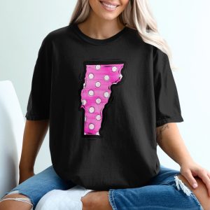Vermont State Map Digital Download, Sublimation Design, Pink Polka Dot, DTF PNG, United States, Home State Pride
