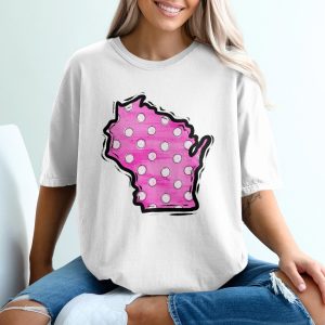 Wisconsin T-Shirt, Polka Dot State Tee, Pink Wisconsin Shirt, Trendy Gift, State Pride Shirt, USA States Apparel, Travel Souvenir