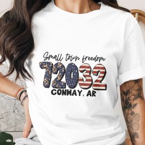 Small Town Freedom, 72032 Conway AR Digital Download, Sublimation PNG DTF, American Flag, Leopard, Patriotic, Instant Download