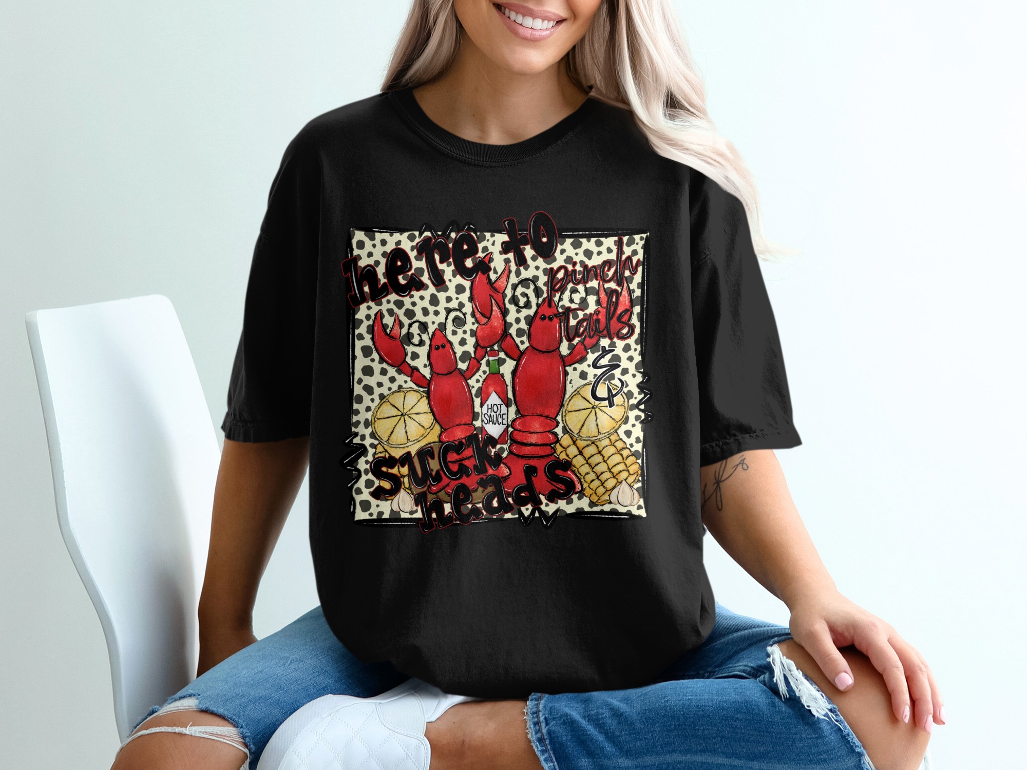 Crawfish T-Shirt, Funny Louisiana Tee, Here to Pinch Tails, Suck Heads, Cajun T-Shirt, Seafood Shirt, Crawfish Boil T-Shirt, Party Shirt - Image 2