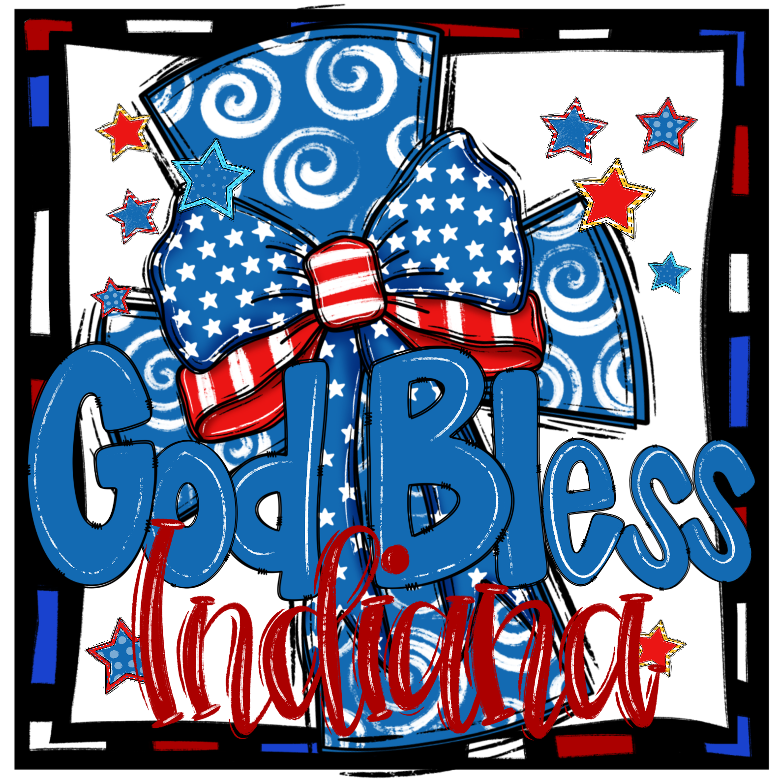 God Bless Indiana Digital Download Sublimation PNG, Patriotic Design, USA, 4th of July, DTF Printable, American Flag, Indiana State - Image 2