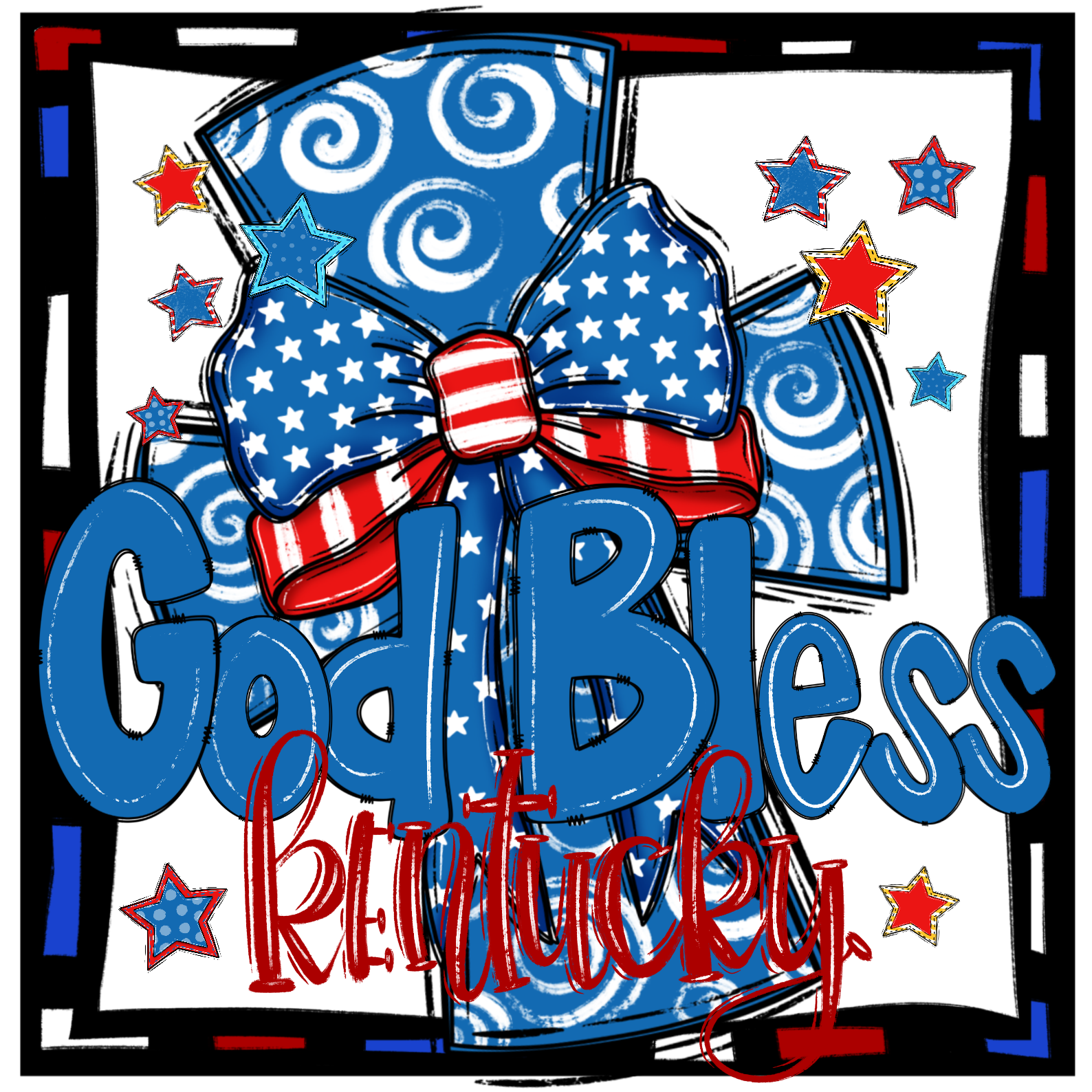 God Bless Kentucky Digital Download, Patriotic Sublimation PNG, DTF Transfer Design, American Flag, Kentucky Pride, USA, Patriotic Design - Image 2