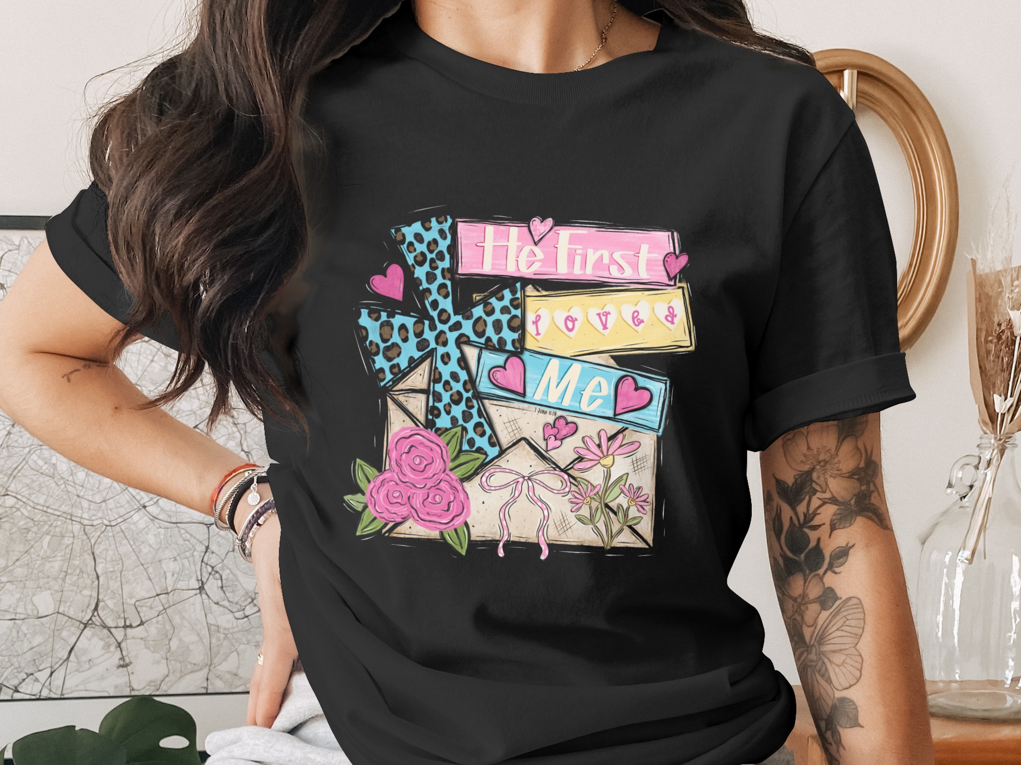 He First Loves Me Digital Download, Sublimation Design, DTF PNG, Valentine's Day, Floral Design, Christian Theme, Instant Download - Image 3
