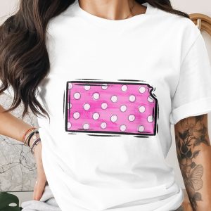Kansas State Pride Digital Download Sublimation DTF PNG, Pink Polka Dots Kansas Art, State Outline Art, Printable Clipart, DIY Project
