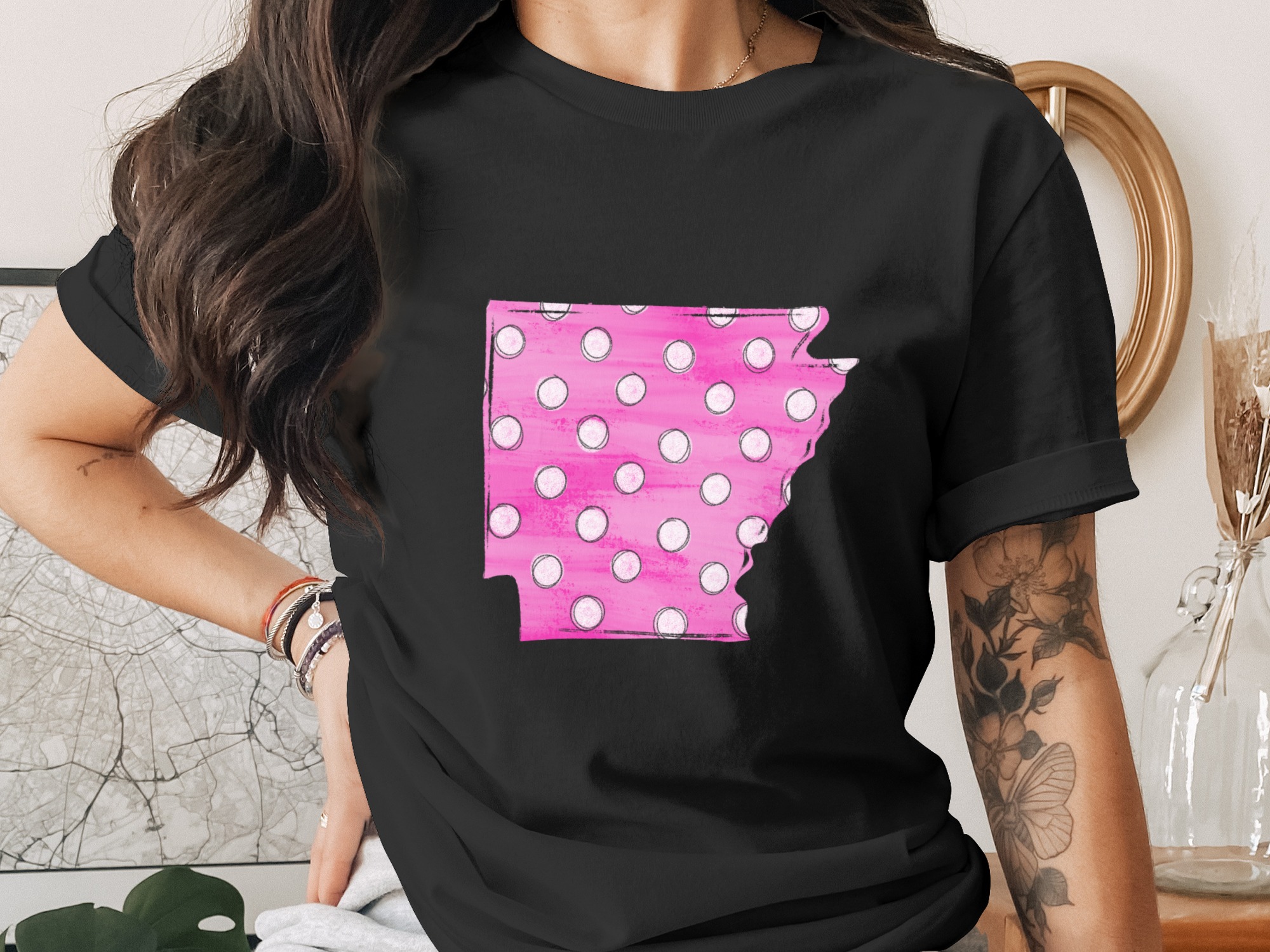 Arkansas Polka Dots Digital Download, Sublimation Design, DTF PNG, State Pride, Pink Polka Dot Design, Arkansas Art, Printable Design - Image 3