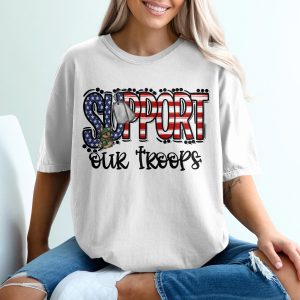 Support Our Troops T-Shirt, Patriotic Shirt, Military T Shirt, American Flag Tee, USA Shirt, Dog T-Shirt, Gift For Veterans