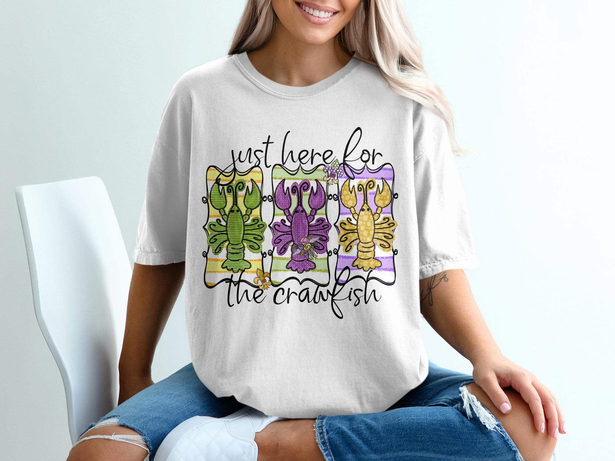 Just Here for Crawfish T Shirt, Louisiana TShirt, Cajun, Mardi Gras Shirt, Crawfish Boil Tee, Funny Crawfish Tee, Cute Crawfish Shirt